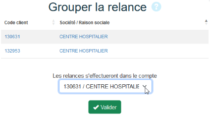 Compte pour grouper la relance