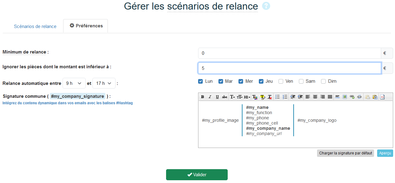 Param pièces à ignorer