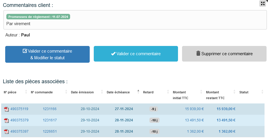 Validation commentaire