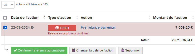 Relance automatique à confirmer